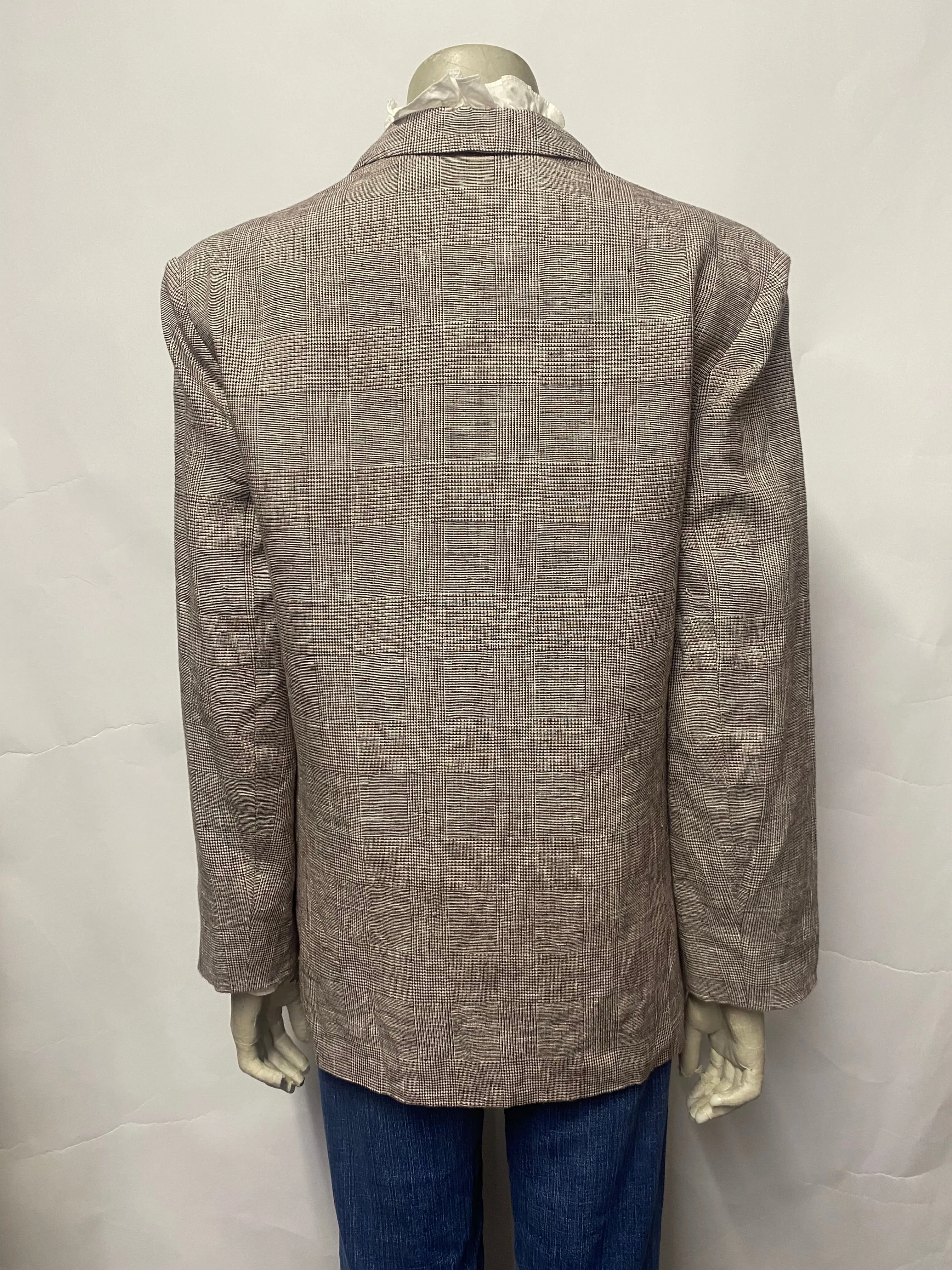 Anine Bing Brown Chequered Linen Blazer XS