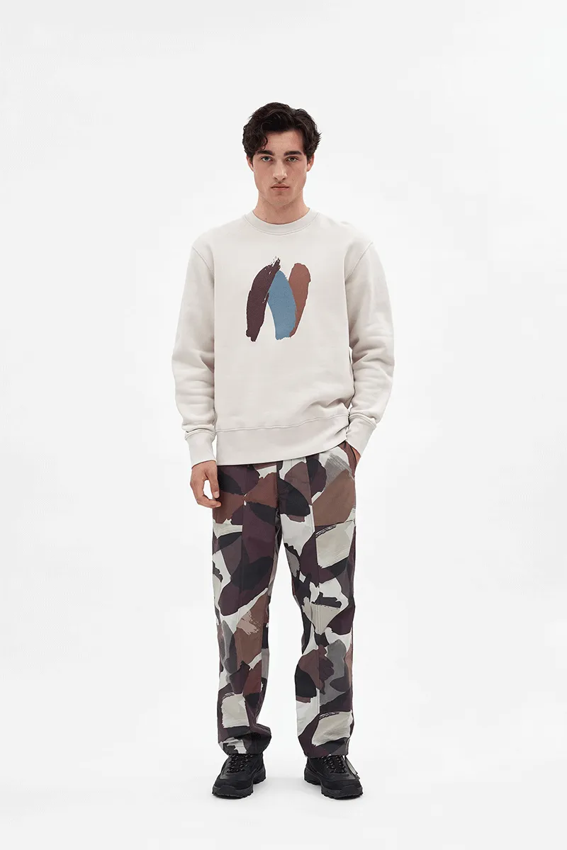 Arne Organic Brush N Logo Sweatshirt - Marble White