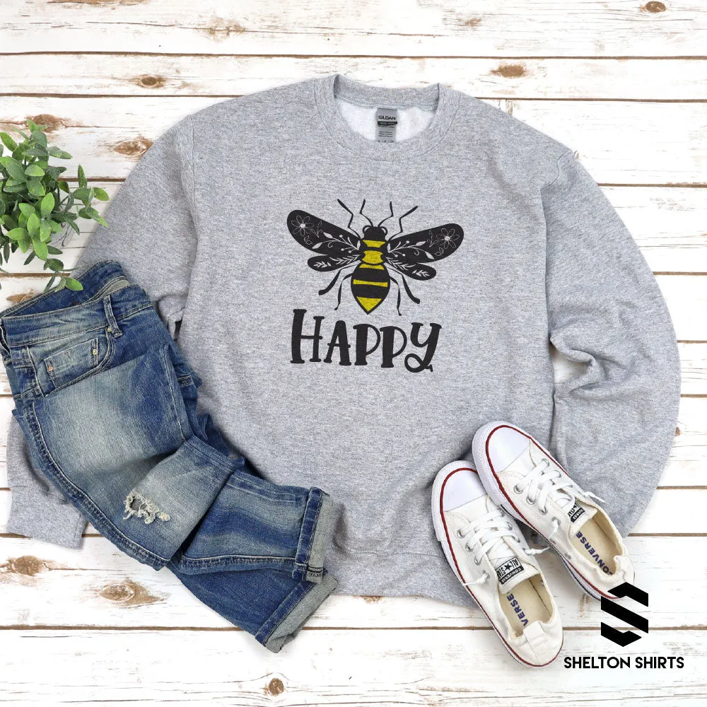 Bee Happy Super Comfy Crewneck Unisex Sweatshirt