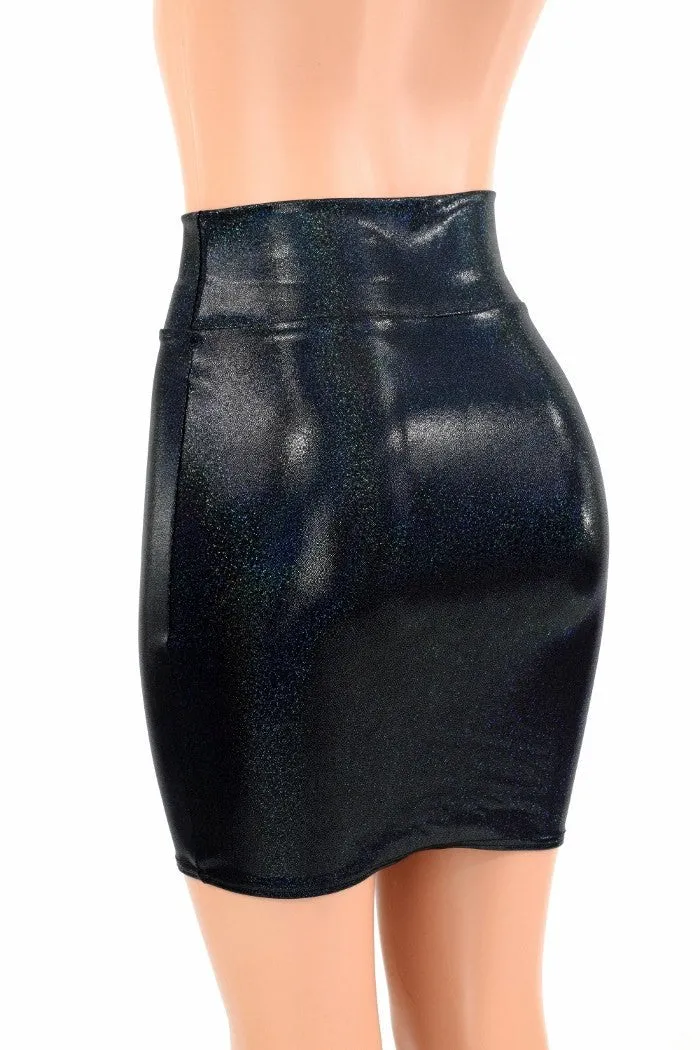 Black Holographic Bodycon Skirt