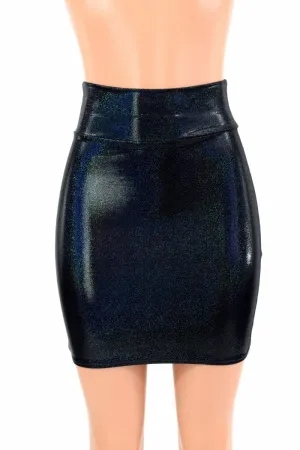 Black Holographic Bodycon Skirt