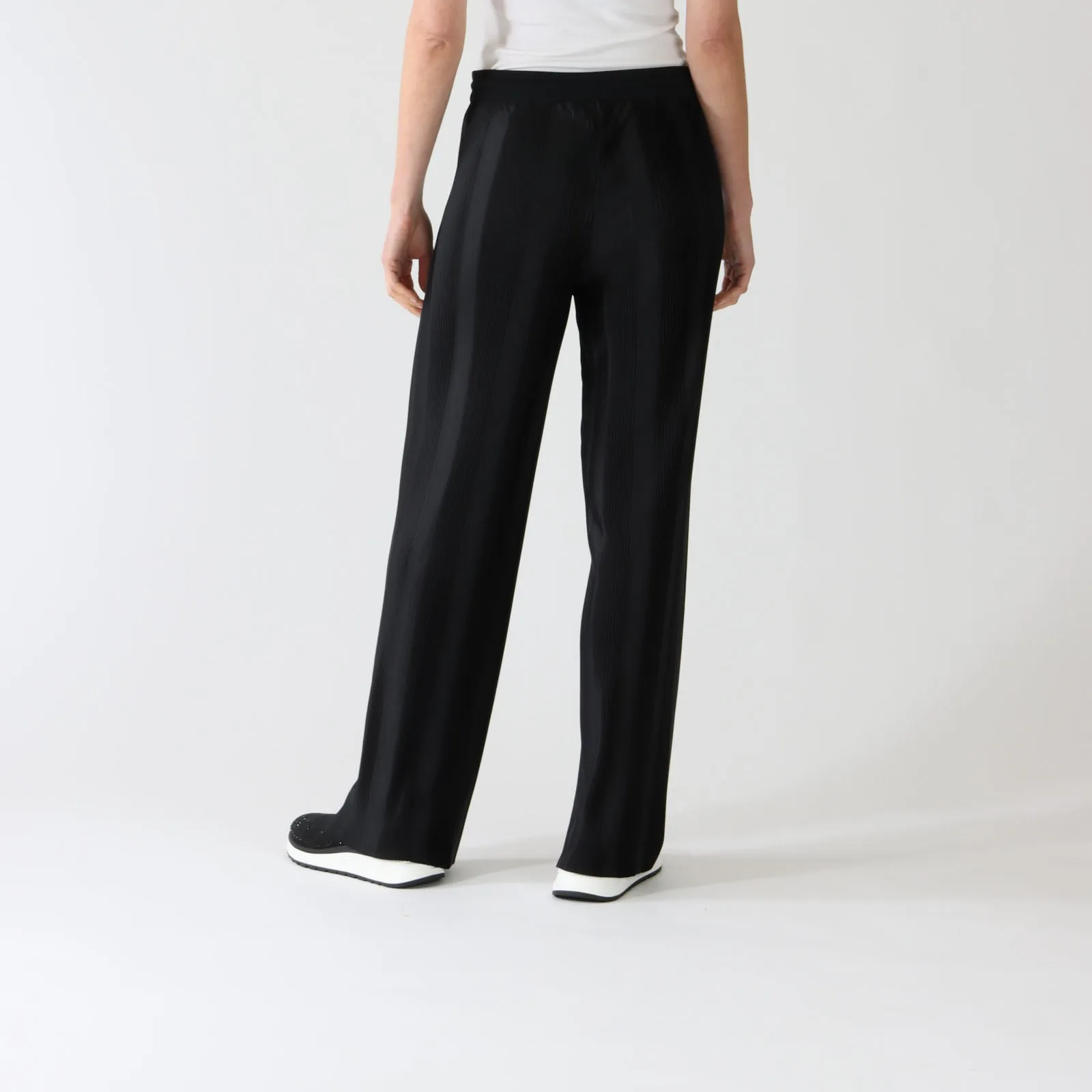 Black Satin Ribbed Welby Pants