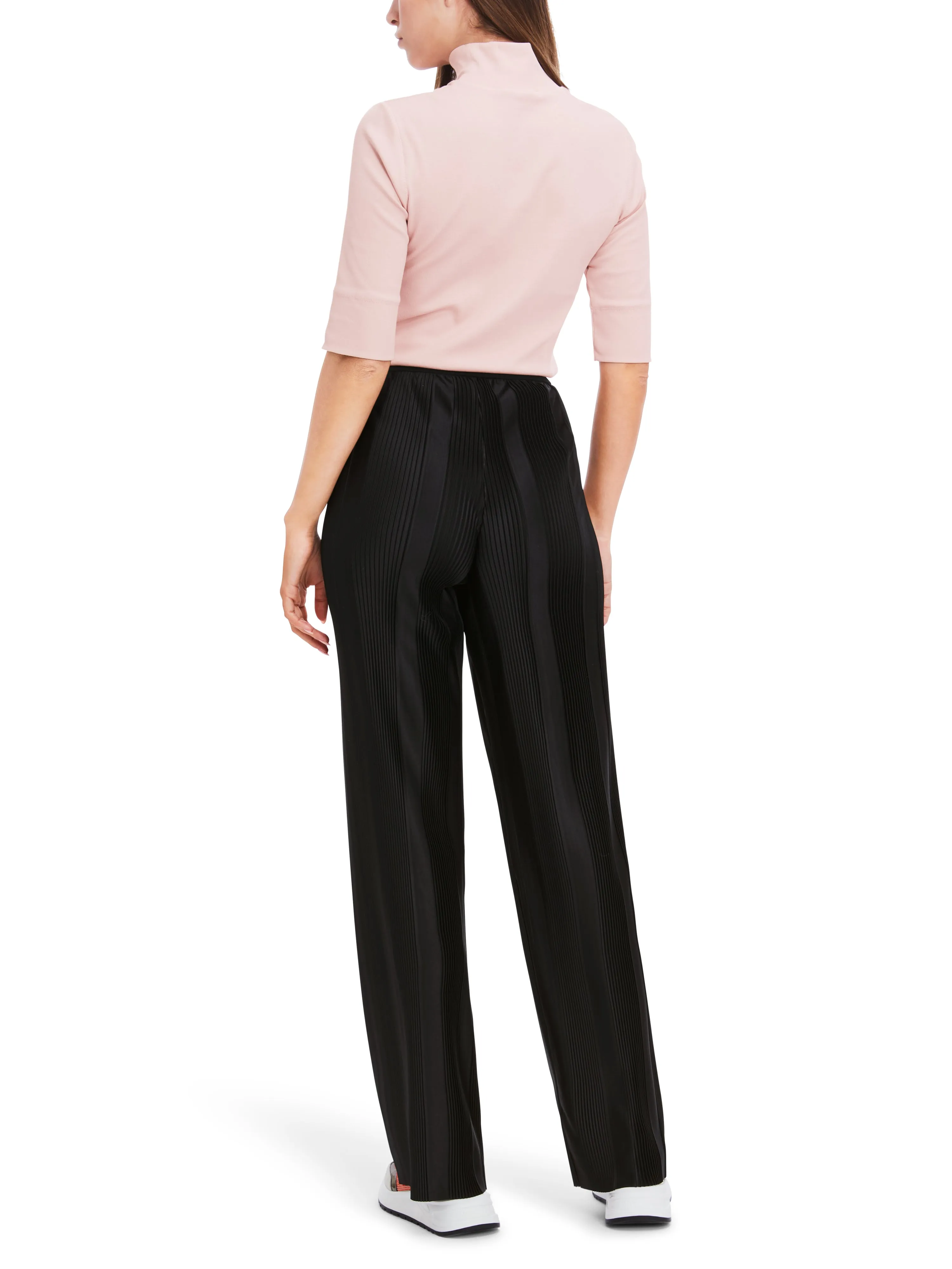 Black Satin Ribbed Welby Pants