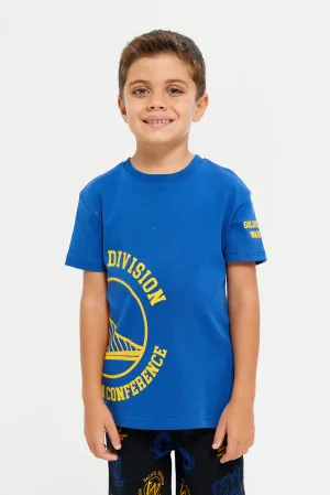 Boys Blue Printed Golden State Warriors T-Shirt