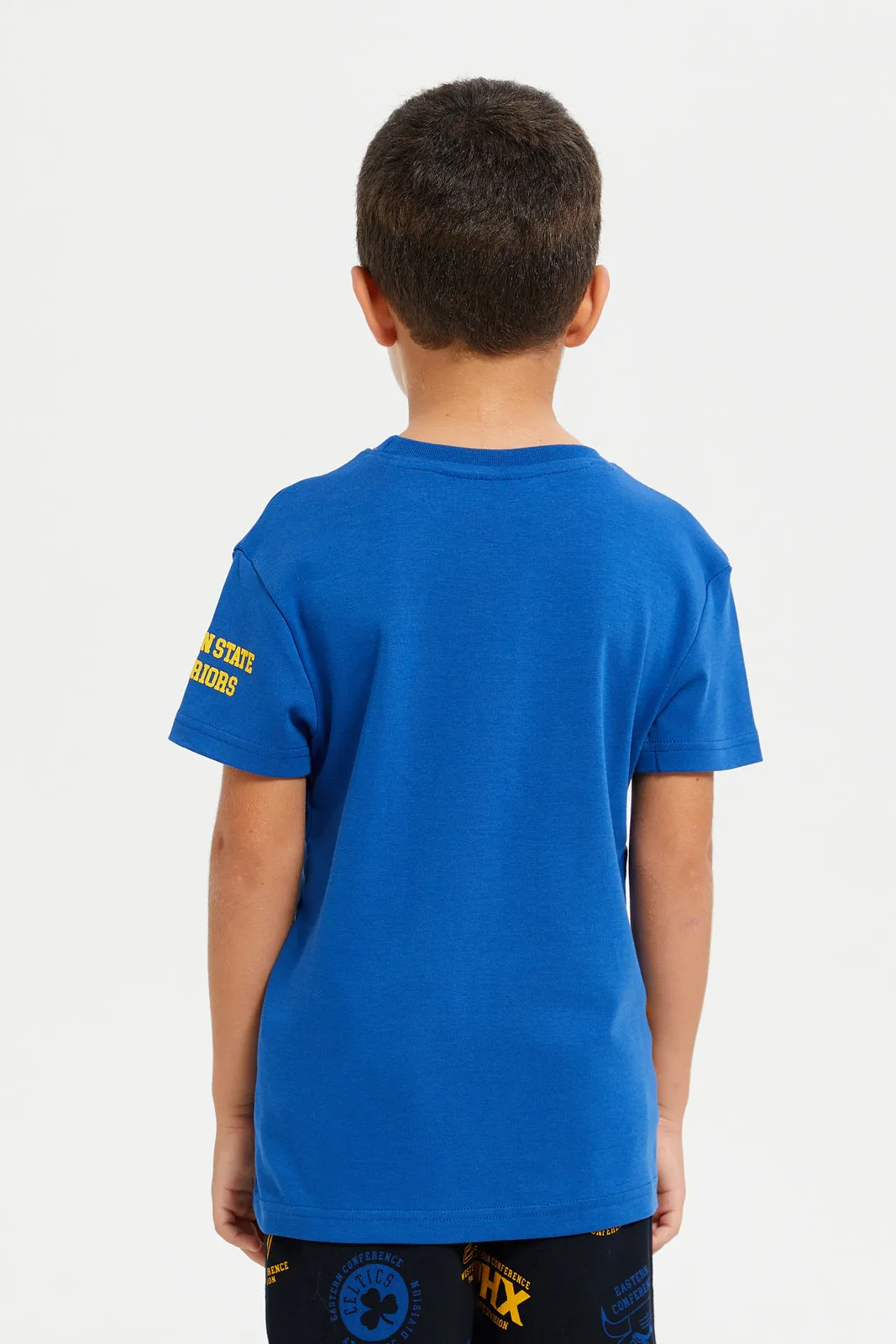 Boys Blue Printed Golden State Warriors T-Shirt