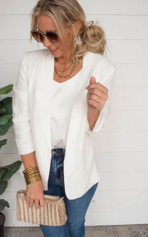 Classic White Fitted Blazer | FINAL SALE