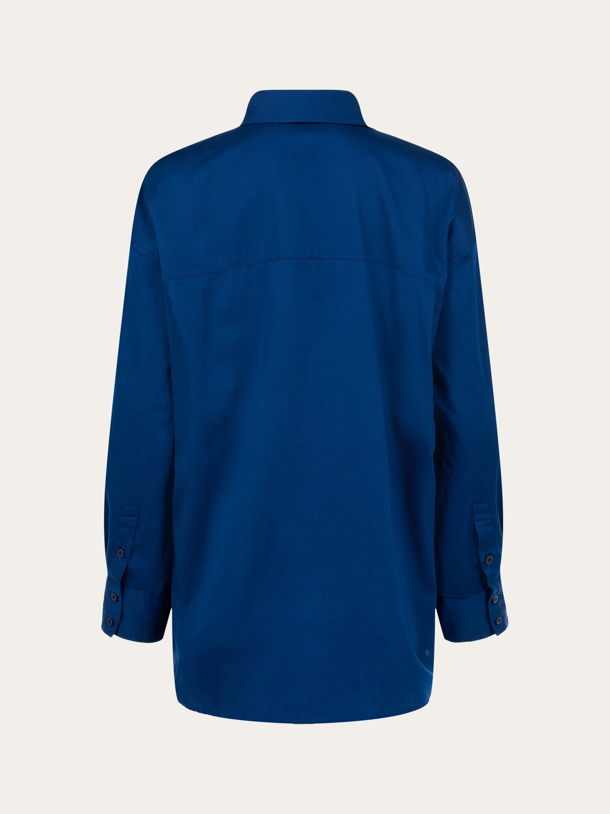 Cotton satin oversized long sleeved shirt - Limoges