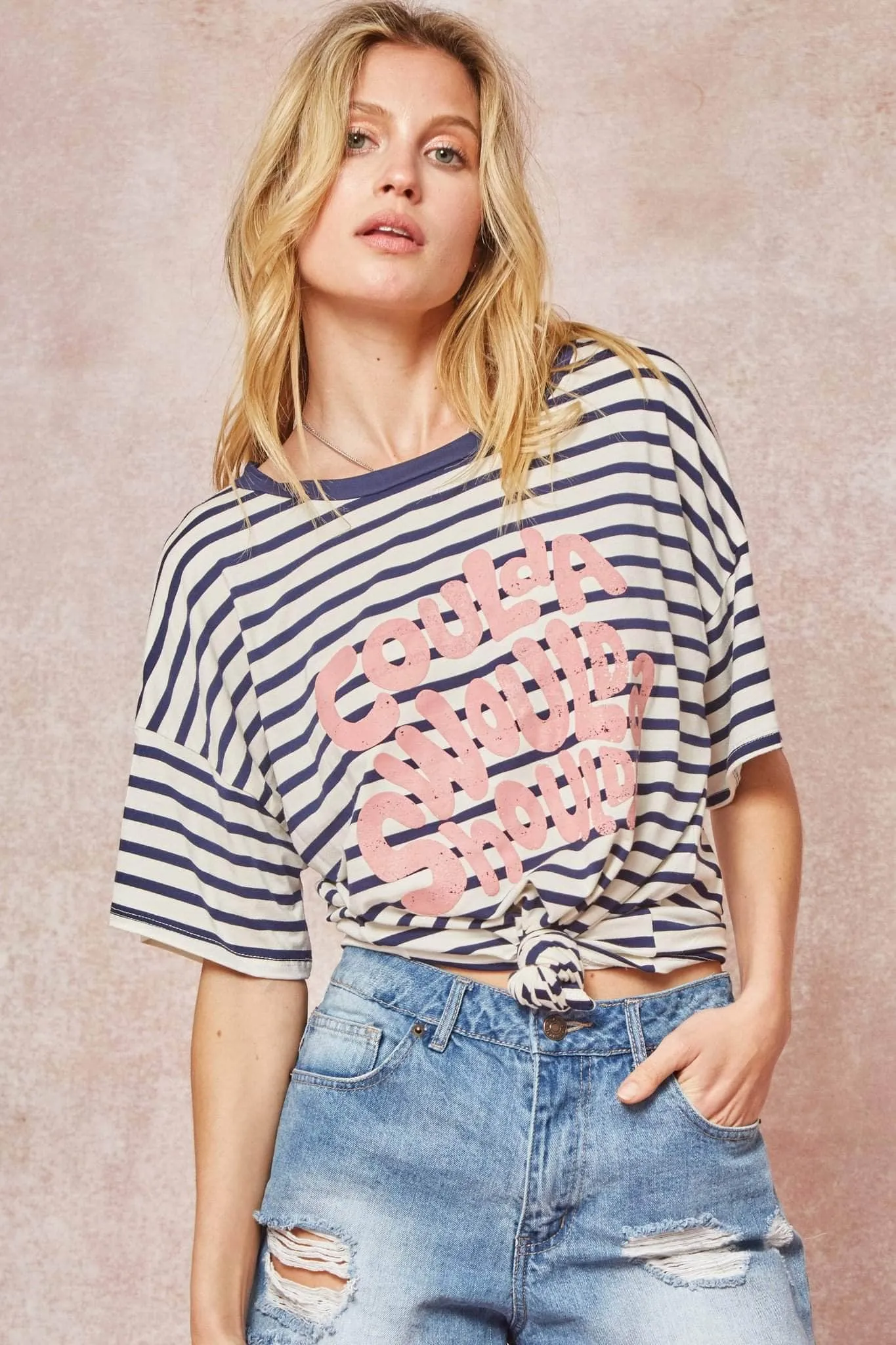 Coulda Woulda Shoulda Striped Vintage Graphic Tee