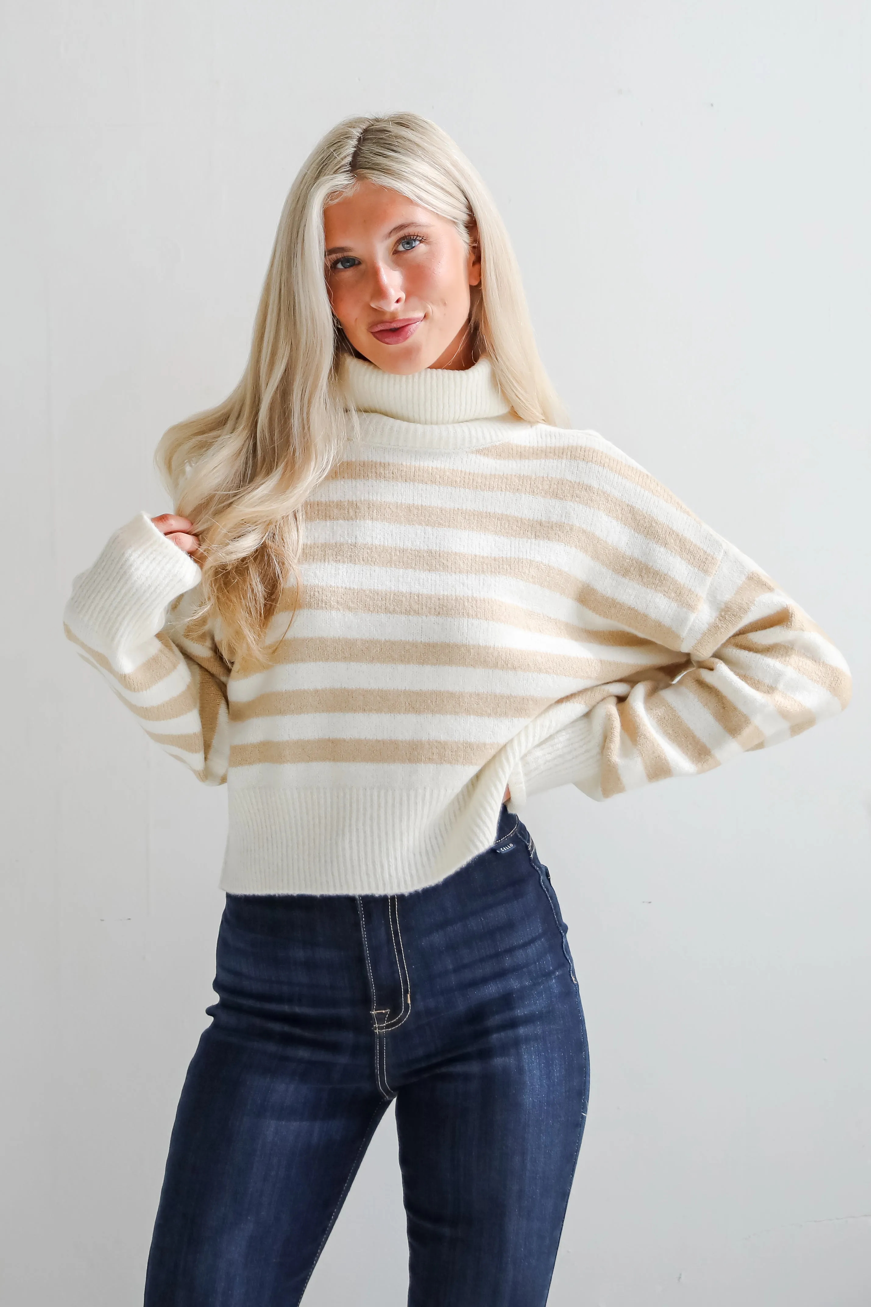 Cuddly Approach Striped Turtleneck Sweater