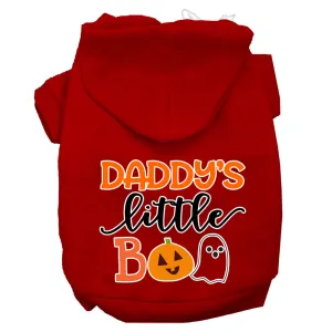 Daddy's Little Boo Screen Print Dog Hoodie Red Xs