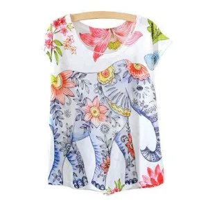 Elephant Printed Short Sleeve Tees