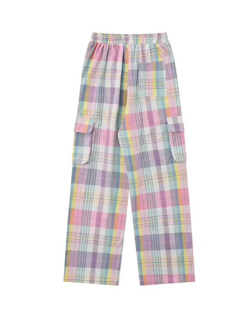 Fashionkova Soft Girl Plaid Cargo Pants