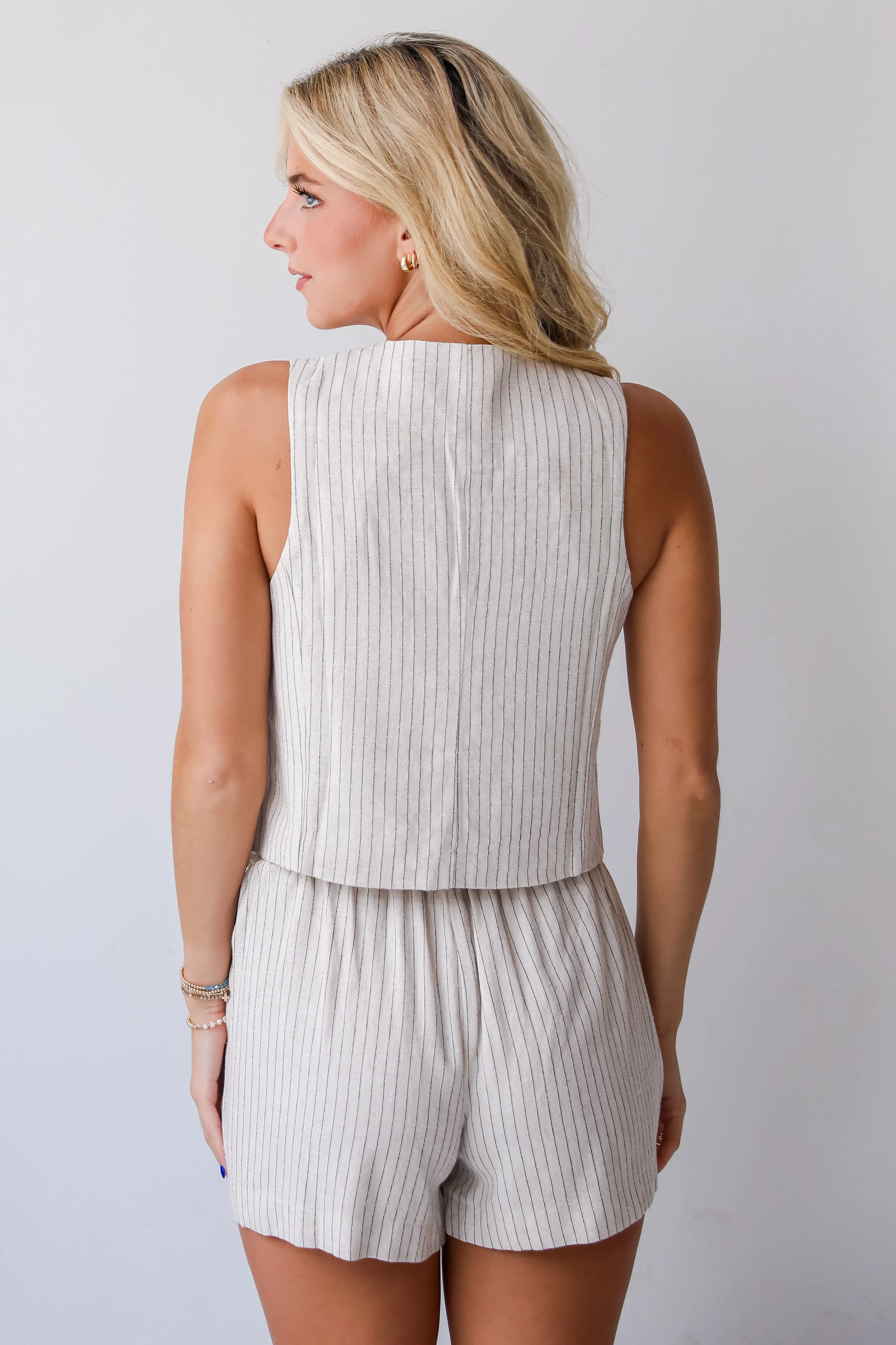 FINAL SALE - Absolutely Thriving Cream Striped Vest - DU DEAL