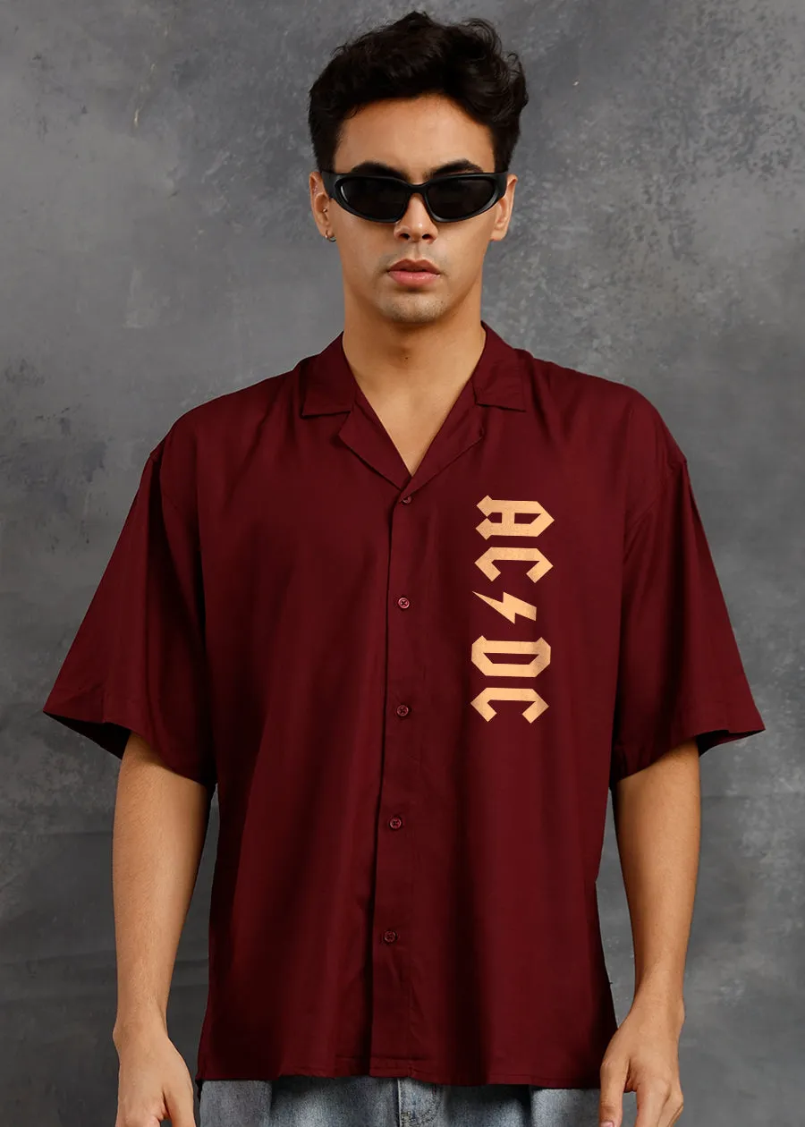 Fire AC-DC Mens Fluidic Oversized Shirt