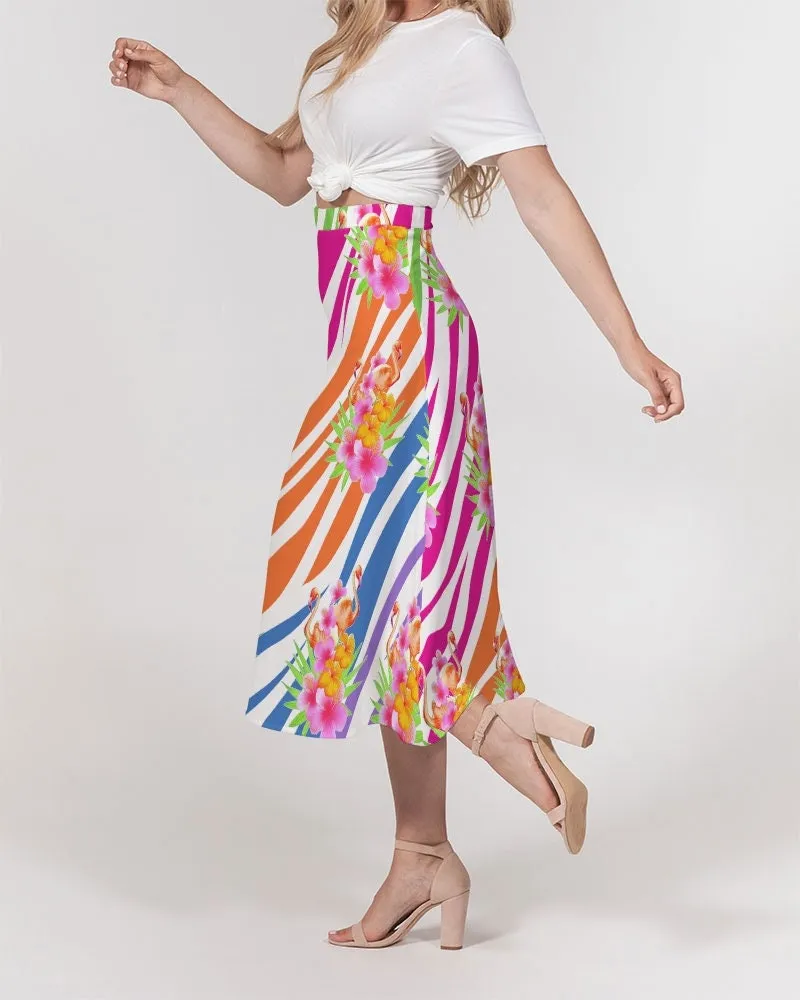 Flamingo Fiesta Women’s A Line Midi Skirt