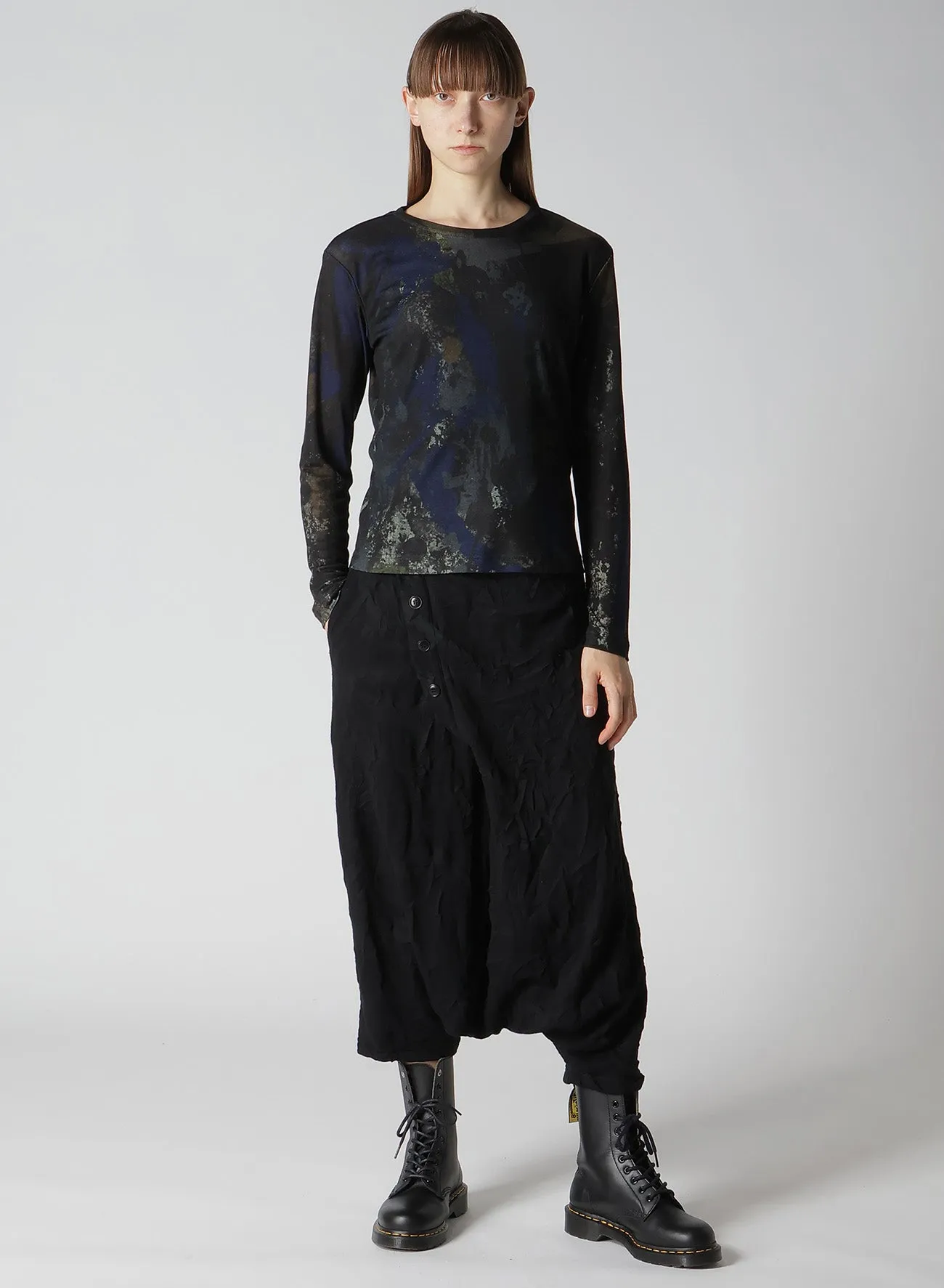 FRENCH TERRY DOUBLED FRONT BUTTON PANTS