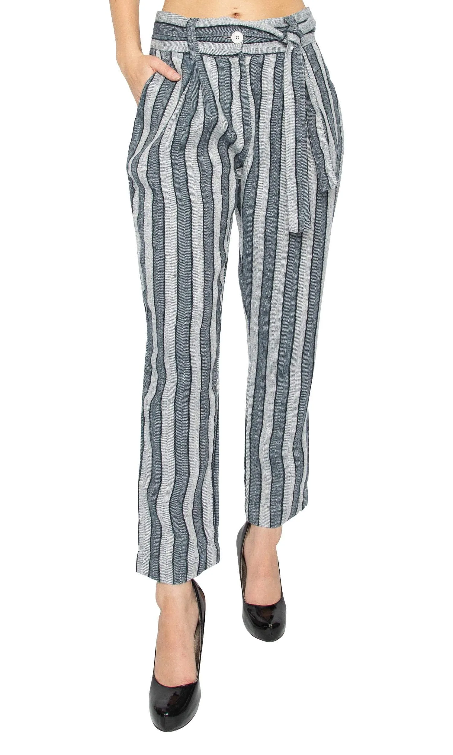 Haris Cotton Linen Striped Pants