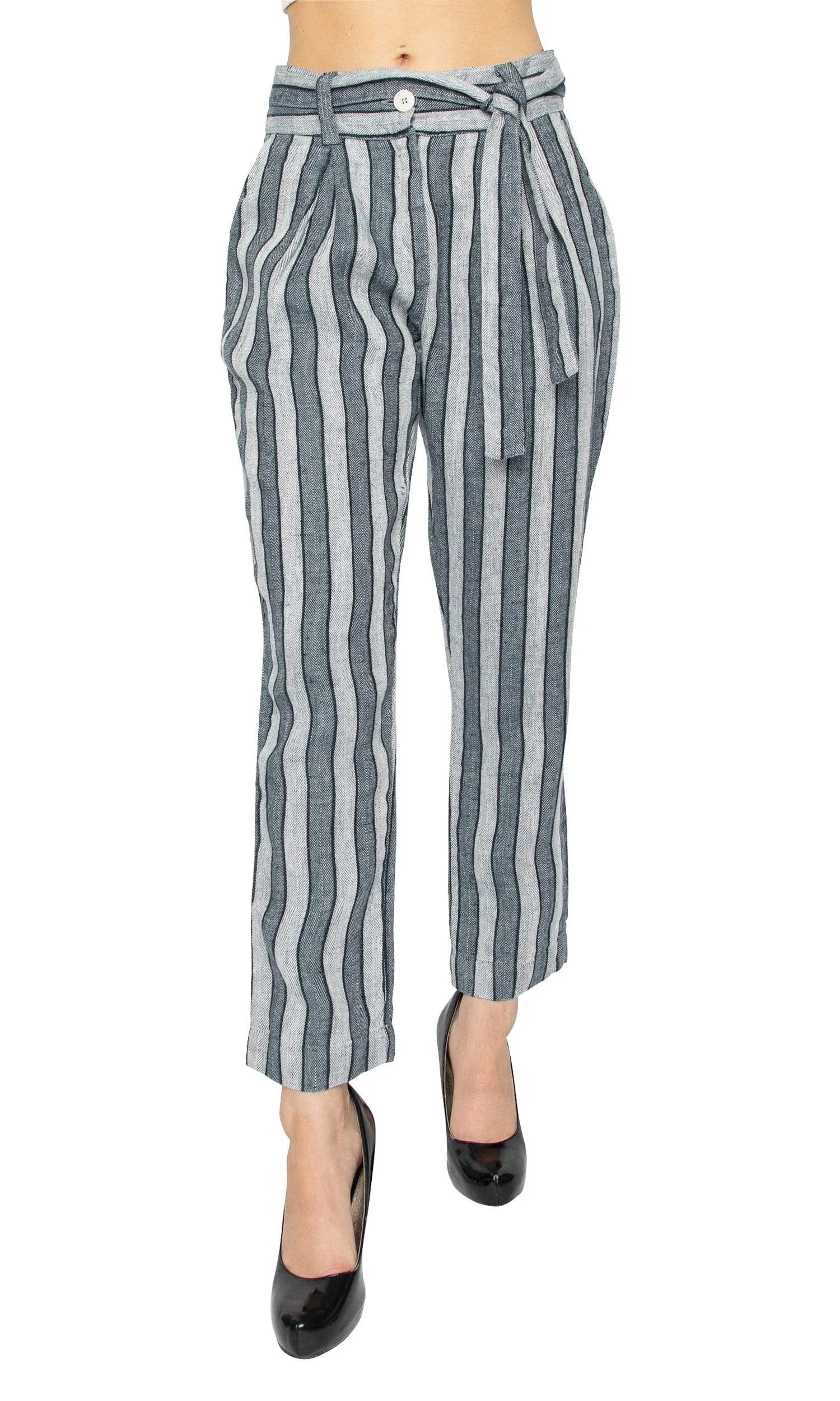 Haris Cotton Linen Striped Pants