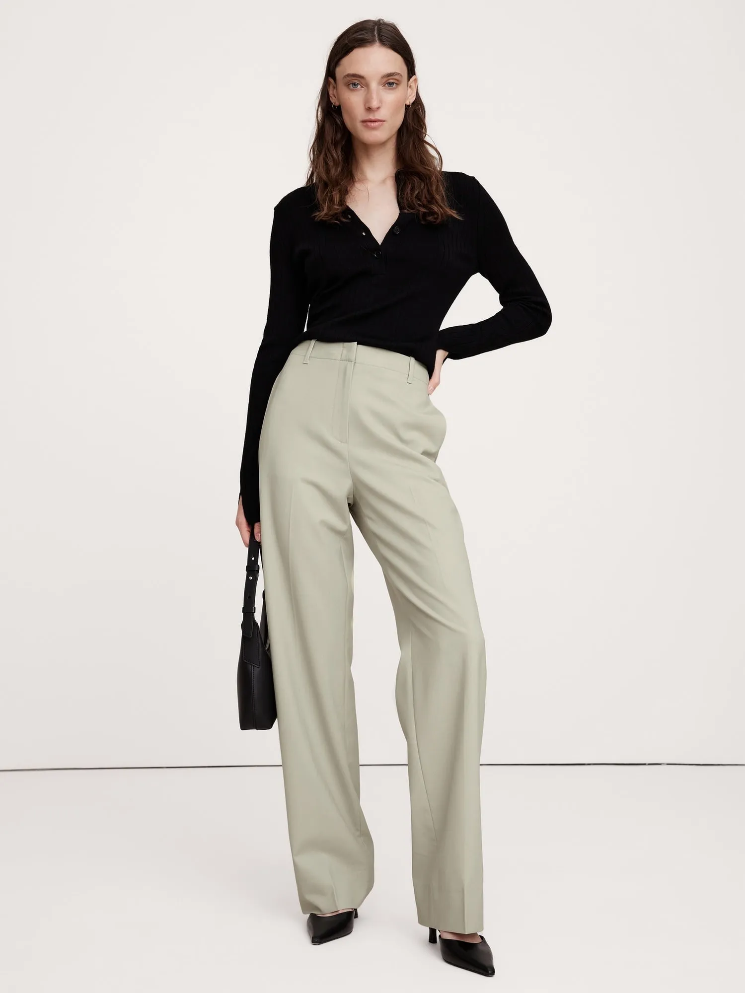 High-Rise Modern Straight Siena Italian Wool Pant