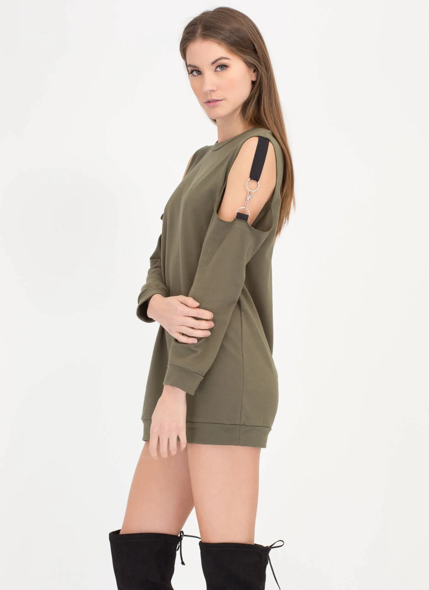 Hold Up Cold Shoulder Sweatshirt Dress