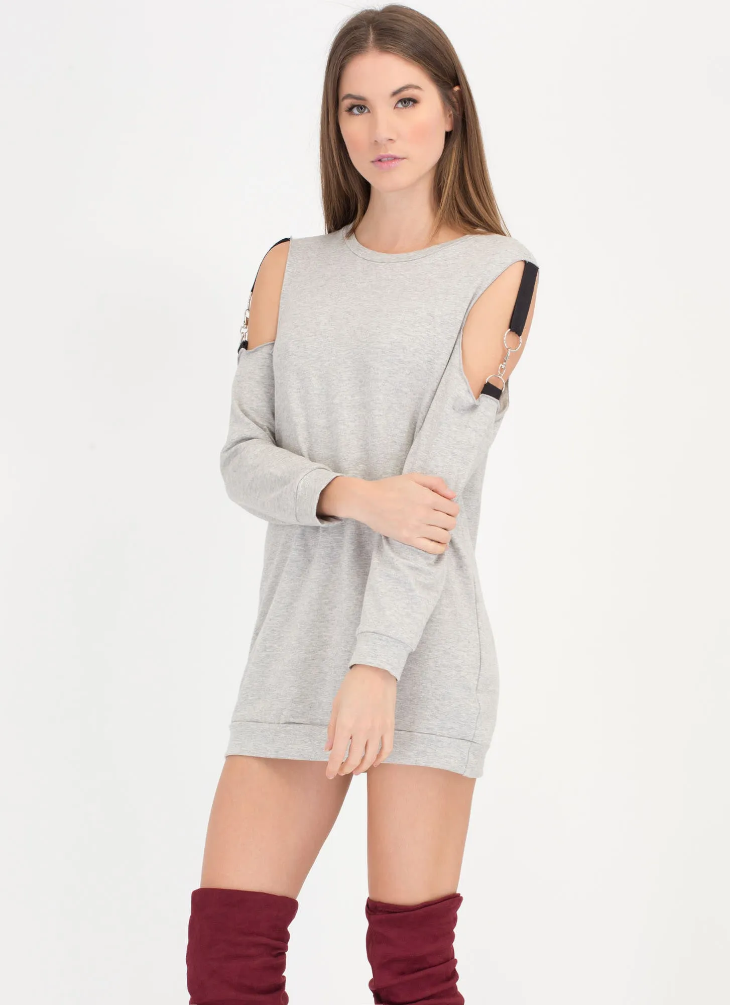 Hold Up Cold Shoulder Sweatshirt Dress