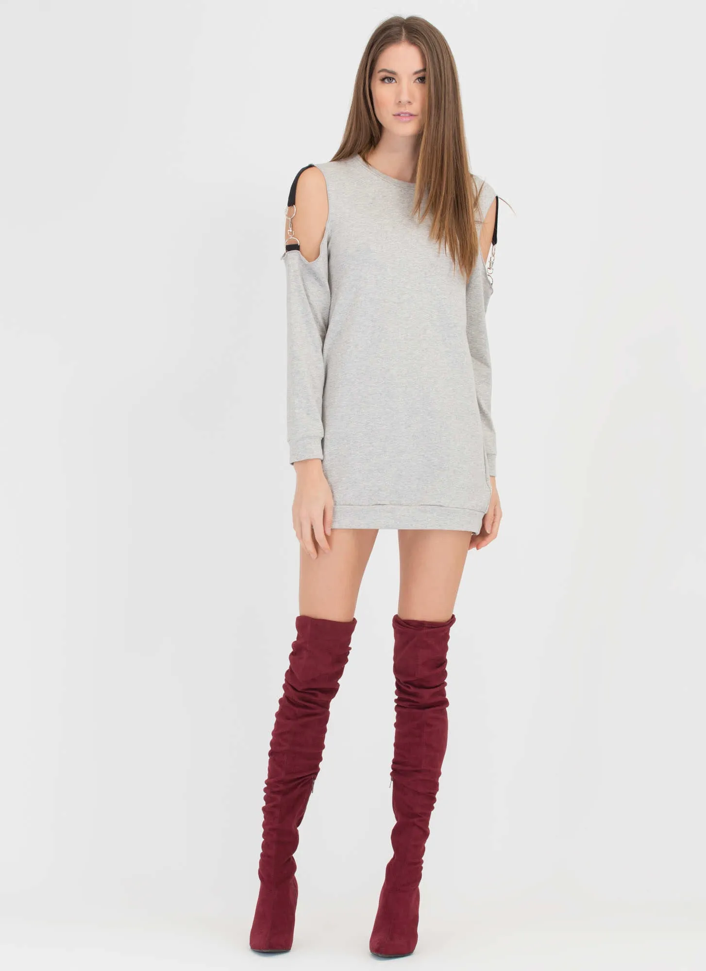 Hold Up Cold Shoulder Sweatshirt Dress