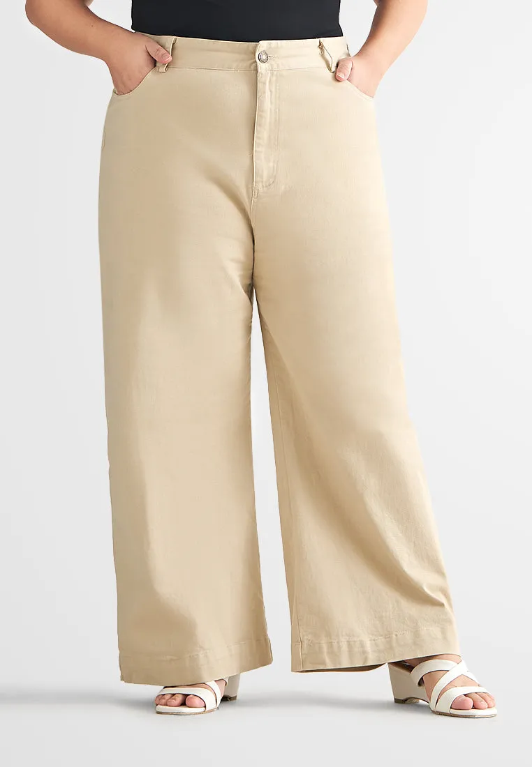 Jazz Soft Stretch Wide Leg Khaki Pants