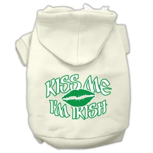 Kiss Me I'm Irish Screen Print Pet Hoodies Cream Size Med (12)