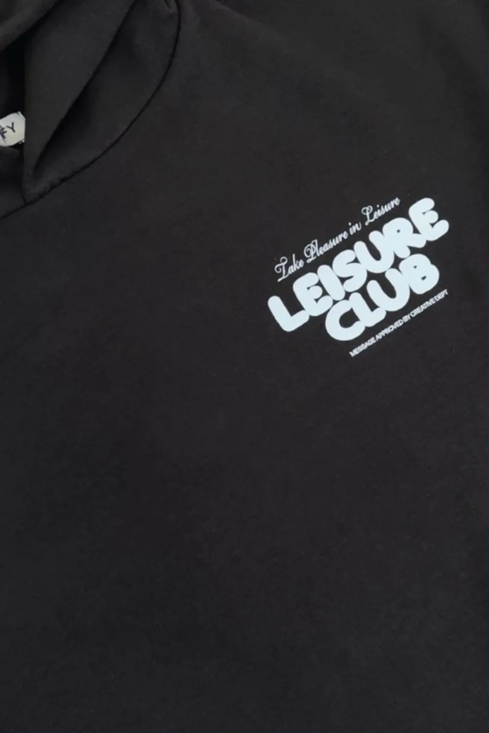 Leisure club black printed premium relaxed hoodie