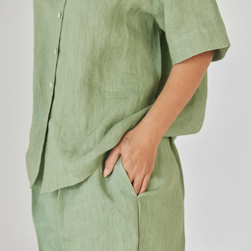 Linen Pant For Women | High Waist | Green