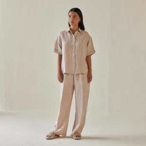 Linen Pant For Women | High Waist | Pink