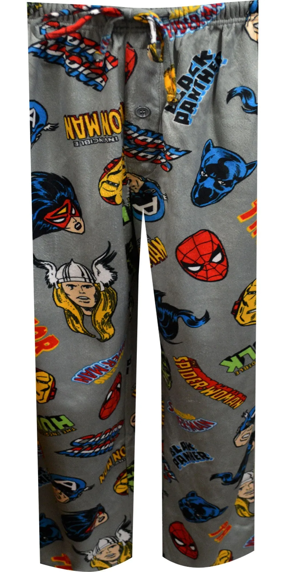 Marvel Comics Avengers Cast Gray Silky Fleece Lounge Pants