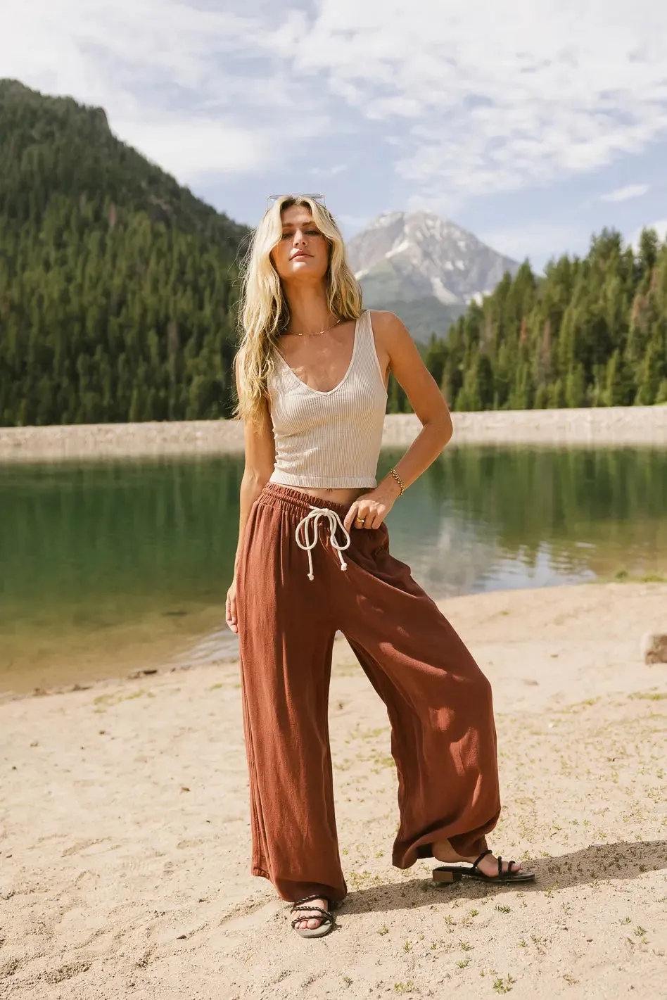 Nico Wide Leg Pants in Rust - FINAL SALE