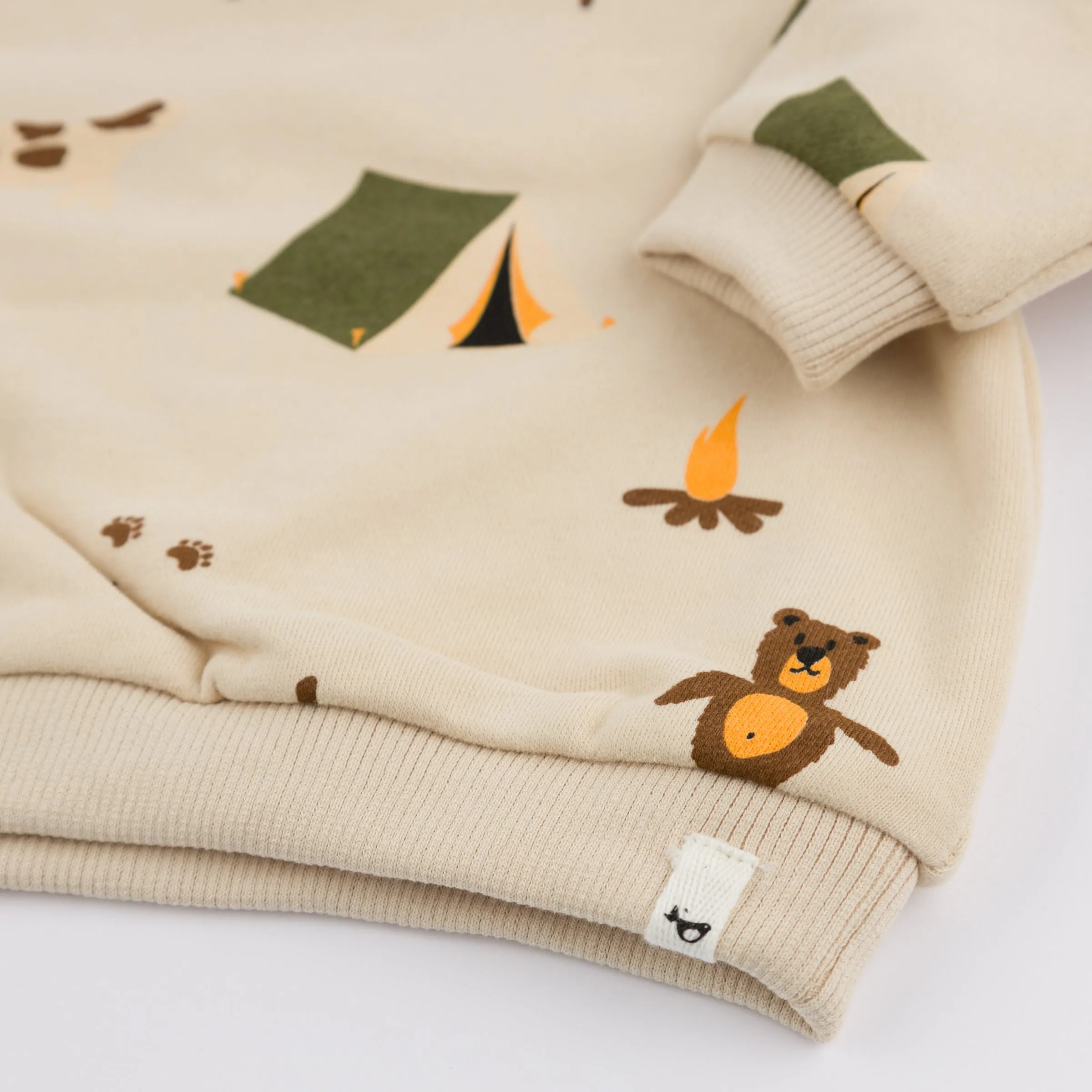 oh baby! Brooklyn Boxy Sweatshirt - Camping Print - Biscotti