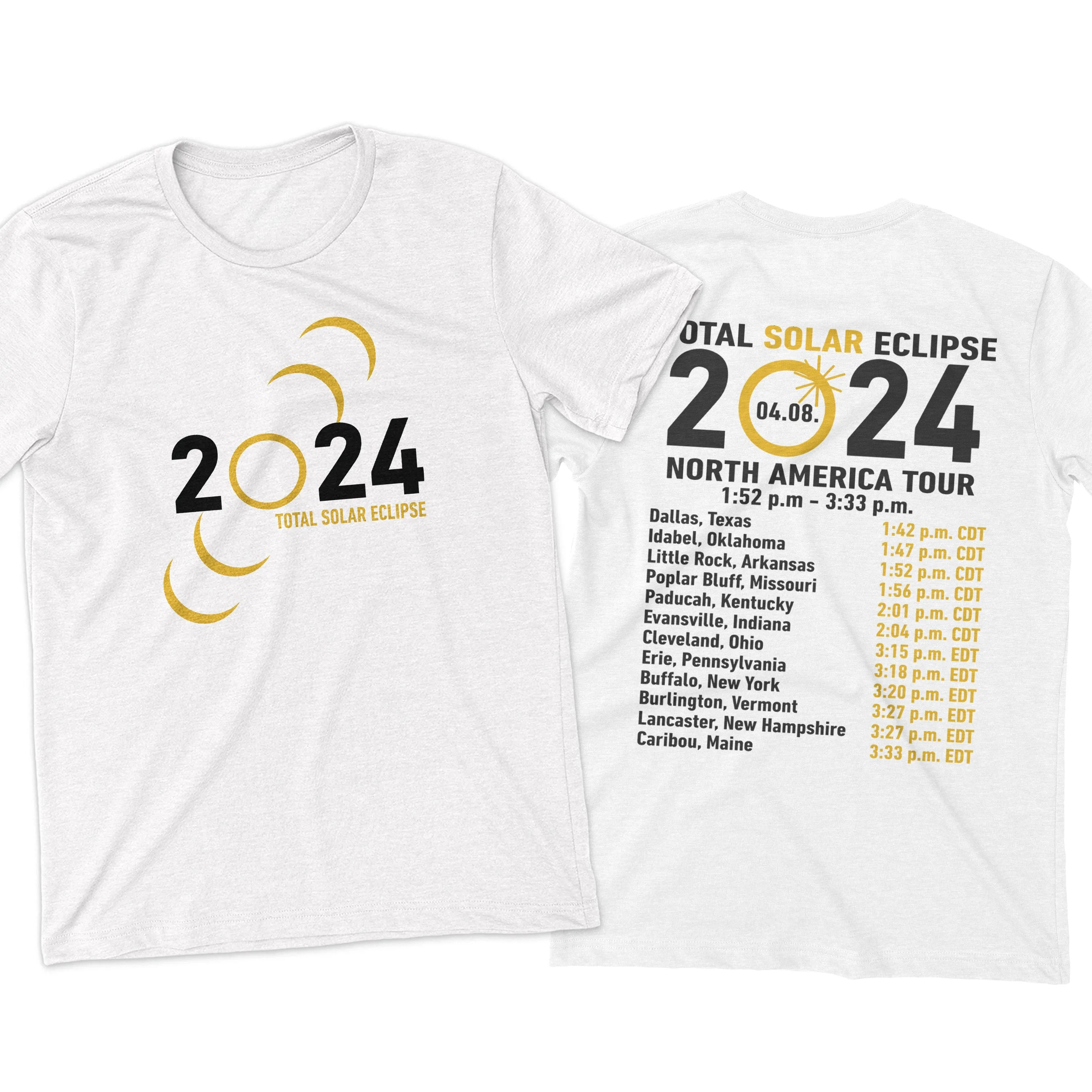 path of totality eclipse front and back shirts custom eclipse shirts simple list of cities in path of totality eclipse 2024 shirts