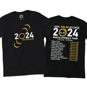 path of totality eclipse front and back shirts custom eclipse shirts simple list of cities in path of totality eclipse 2024 shirts