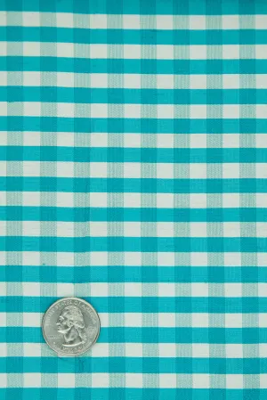 Peacock Blue Gingham Shantung 604 Fabric