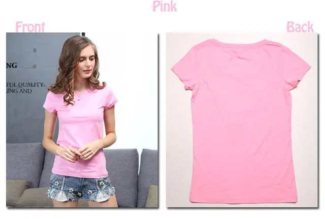 Plain Elastic Basic Cotton Casual Tees