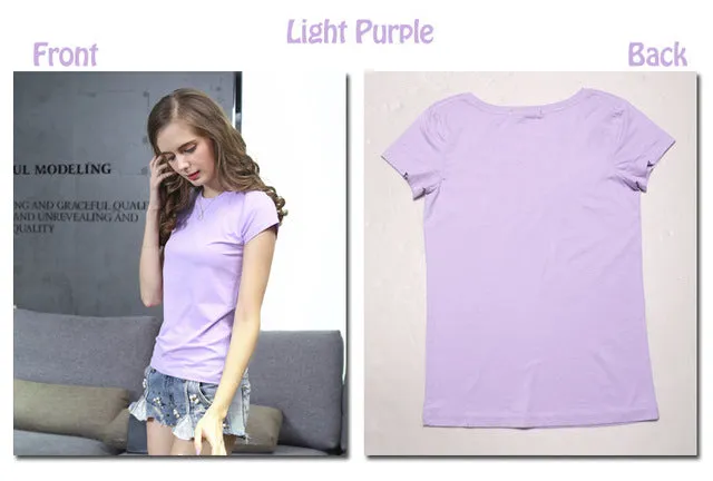 Plain Elastic Basic Cotton Casual Tees