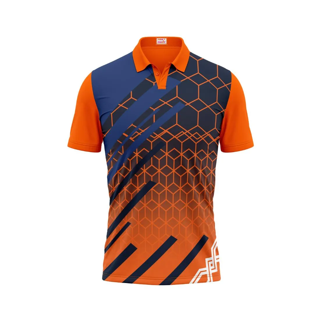 Polo Neck Printed Jersey Orange Design 27