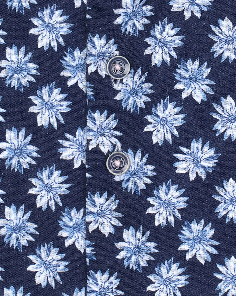 R2 Floral Print Linen Shirt