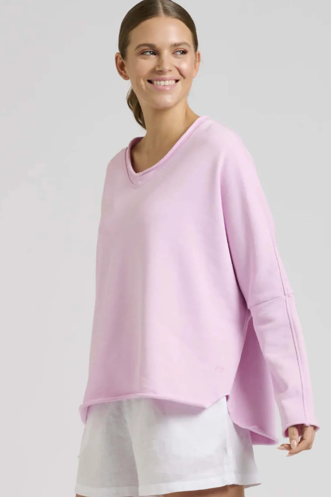 Raw V Long Sleeve Sweatshirt | Baby Pink