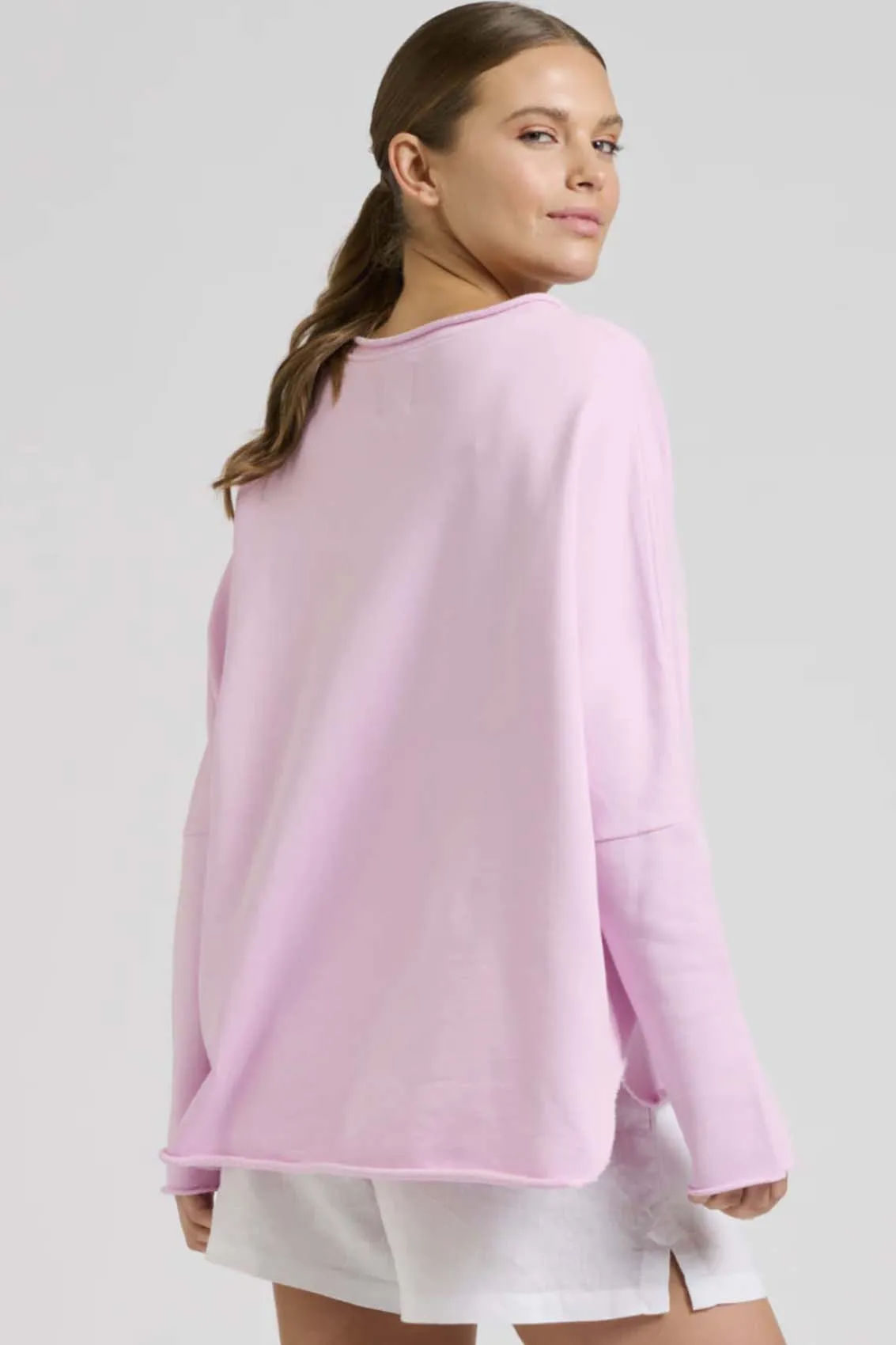 Raw V Long Sleeve Sweatshirt | Baby Pink