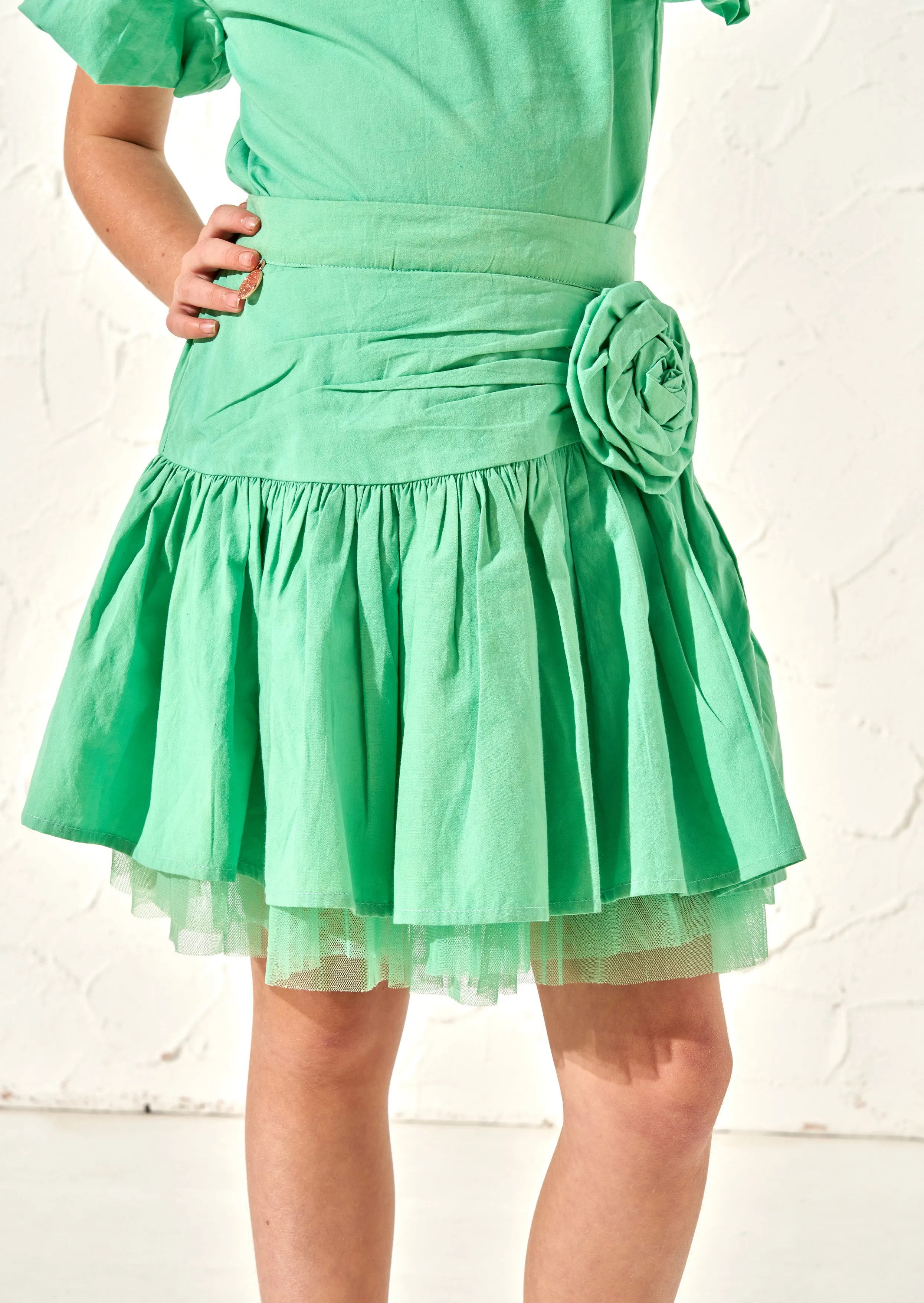 Roxie Green Rose Corsage Skirt