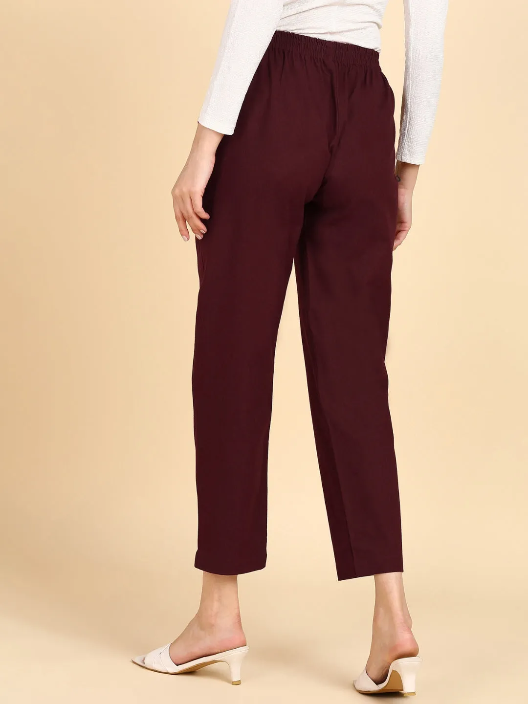 Soft Cotton Solid Color Pant - Maroon