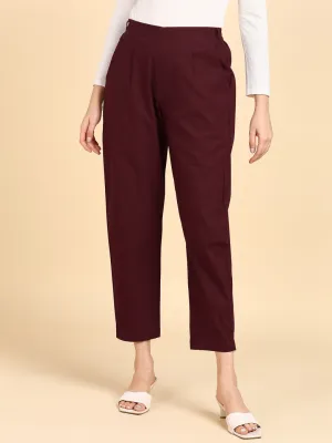 Soft Cotton Solid Color Pant - Maroon