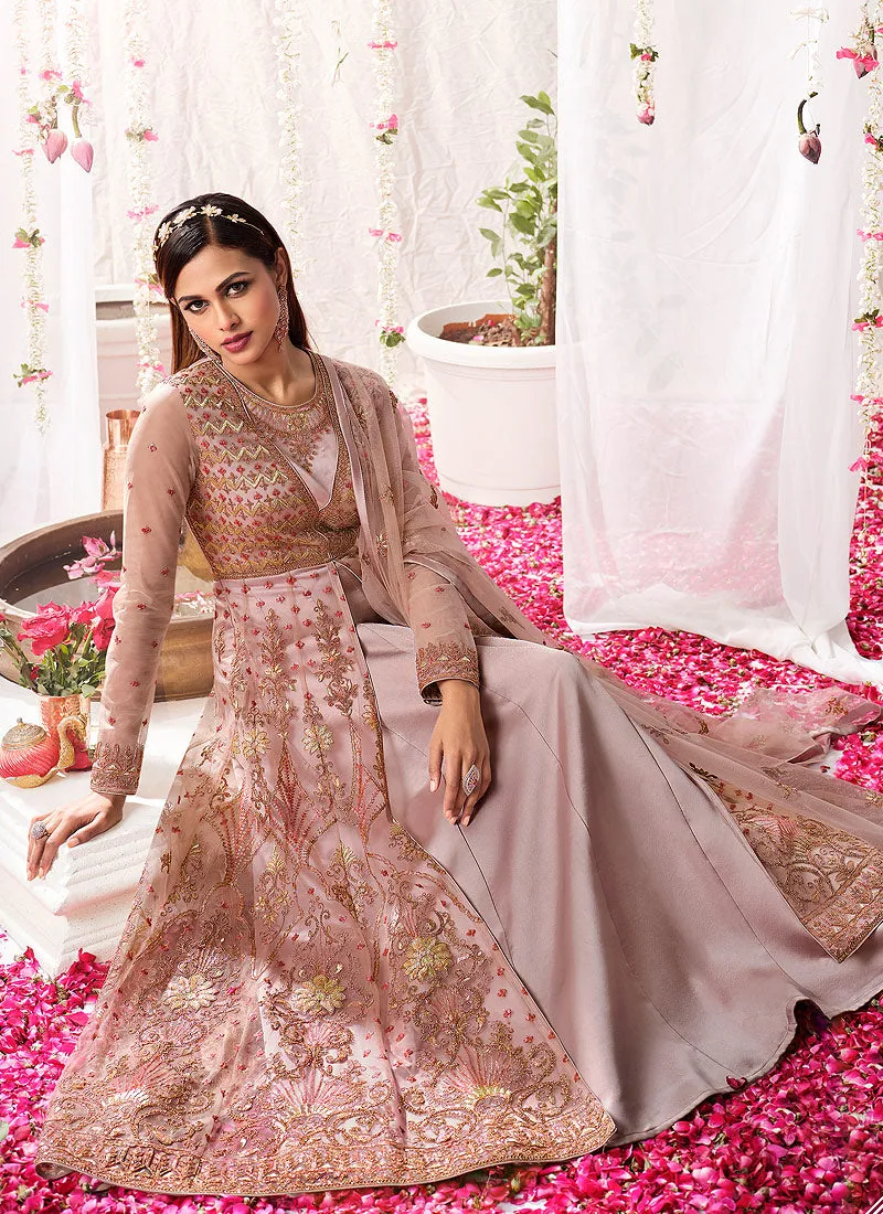 Soft Pink Multi Embroidered Festive Anarkali Suit