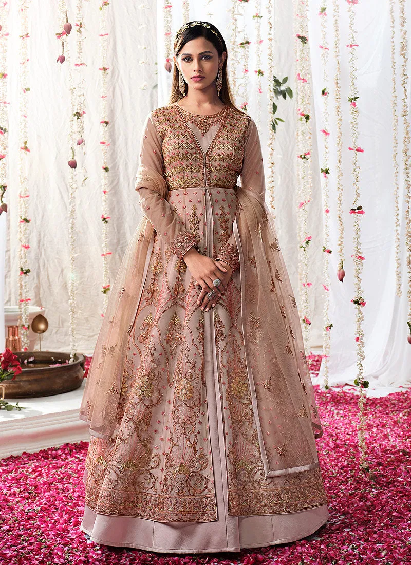 Soft Pink Multi Embroidered Festive Anarkali Suit