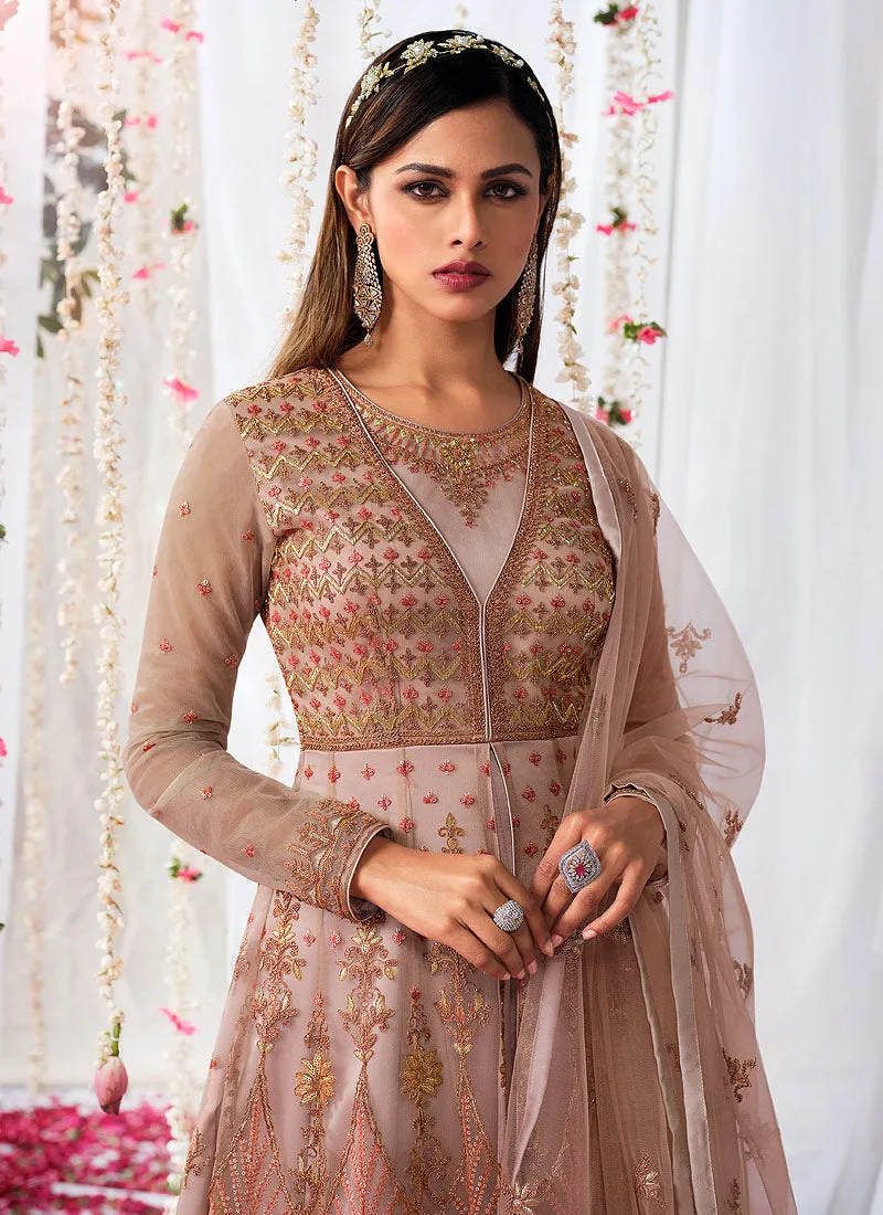 Soft Pink Multi Embroidered Festive Anarkali Suit