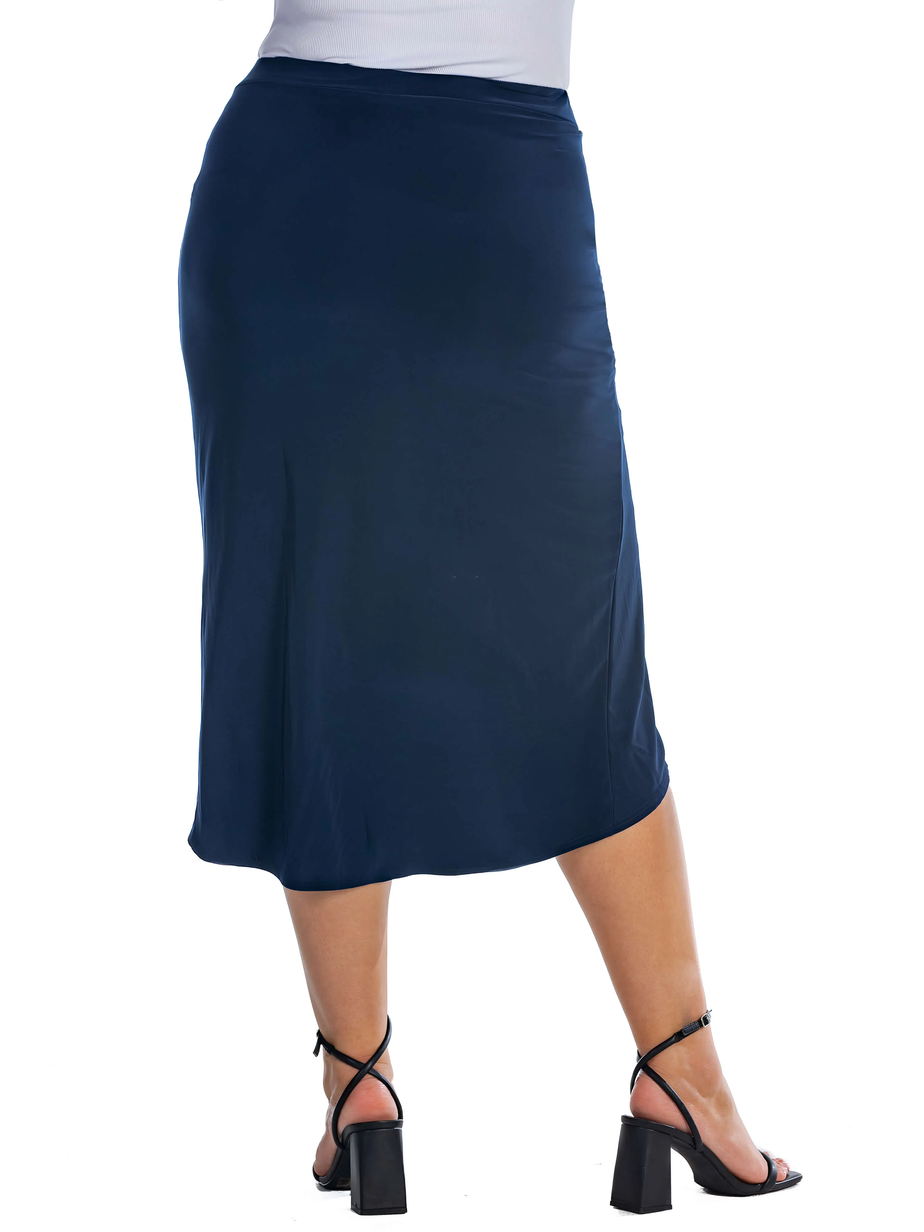 Solid Color Knee Length Plus Size Tulip Skirt